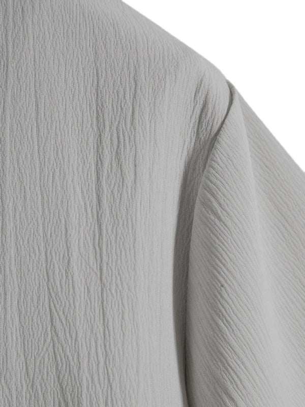 Effortlessly Stylish Men's Short Sleeve Casual Button-Up Shirt in Soft Cotton-Linen Blend - MENLL