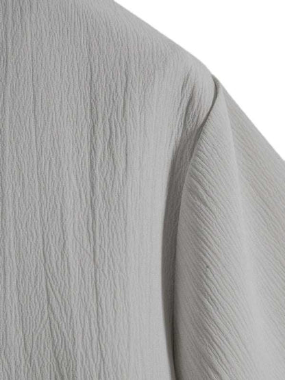 Effortlessly Stylish Men's Short Sleeve Casual Button-Up Shirt in Soft Cotton-Linen Blend - MENLL