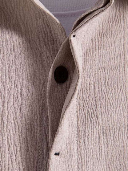 Effortlessly Stylish Men's Short Sleeve Casual Button-Up Shirt in Soft Cotton-Linen Blend - MENLL