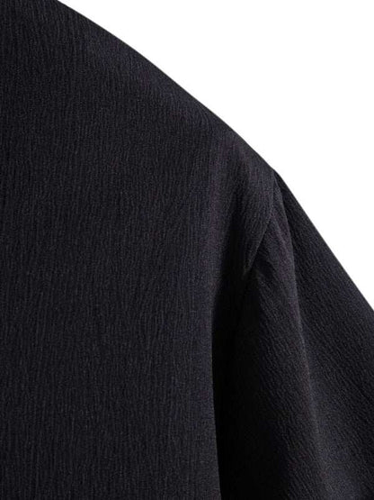 Effortlessly Stylish Men's Short Sleeve Casual Button-Up Shirt in Soft Cotton-Linen Blend - MENLL
