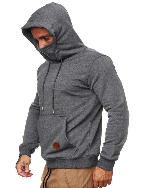 Men's Hooded Sweatshirt with Mask - Stylish Long Sleeve Comfort for Spring-Summer - MENLL