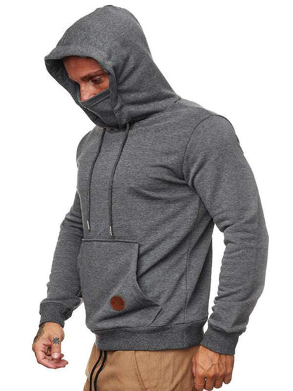 Men's Hooded Sweatshirt with Mask - Stylish Long Sleeve Comfort for Spring-Summer - MENLL