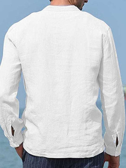 Stylish Men's Cotton-Linen Pocket Shirt for Effortless Spring-Summer Chic - MENLL