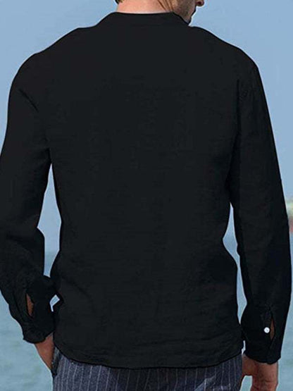Stylish Men's Cotton-Linen Pocket Shirt for Effortless Spring-Summer Chic - MENLL