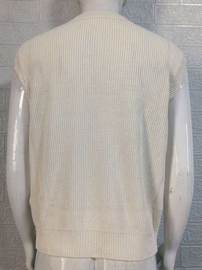 Stylish Men's Knitted Polo Top with Lapel Collar - Solid Color Elegance for Spring-Summer - MENLL