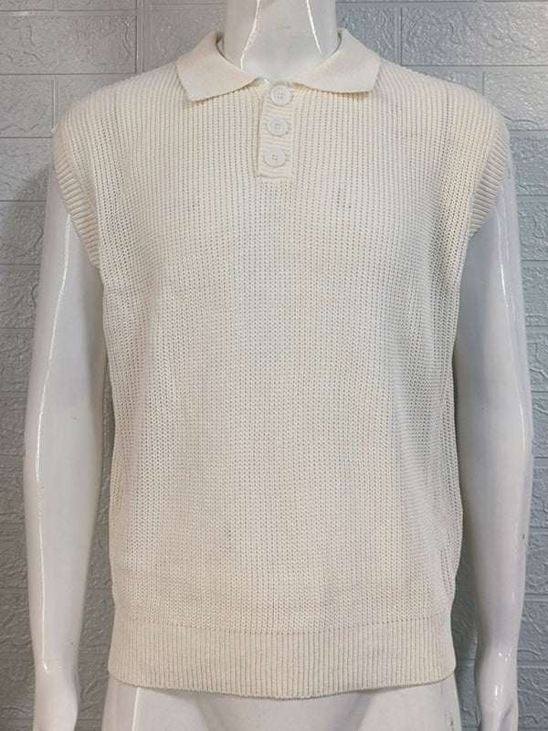 Stylish Men's Knitted Polo Top with Lapel Collar - Solid Color Elegance for Spring-Summer - MENLL