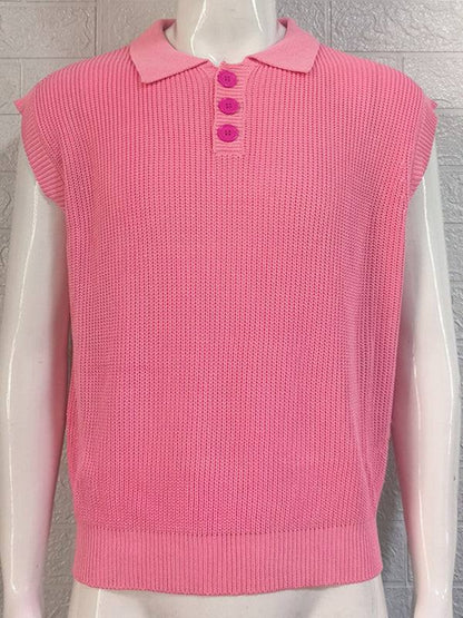 Stylish Men's Knitted Polo Top with Lapel Collar - Solid Color Elegance for Spring-Summer - MENLL