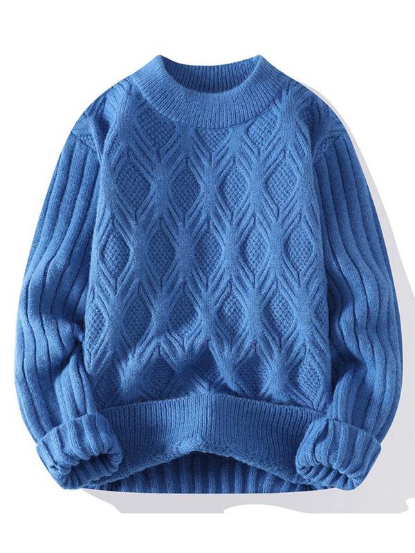 Stylish Men's Relaxed Fit Round Neck Knit Sweater for Effortless Fall Fashion - MENLL