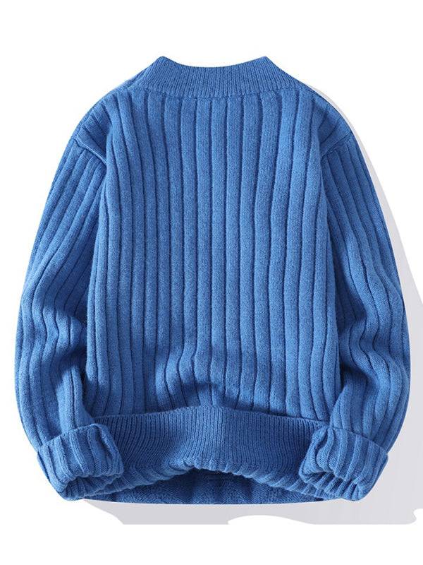 Stylish Men's Relaxed Fit Round Neck Knit Sweater for Effortless Fall Fashion - MENLL