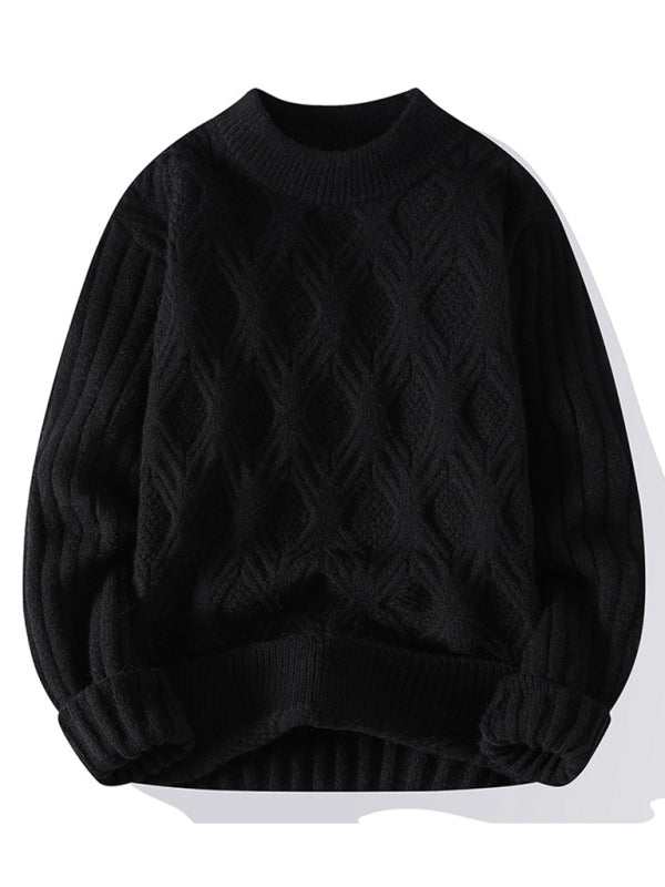 Stylish Men's Relaxed Fit Round Neck Knit Sweater for Effortless Fall Fashion - MENLL