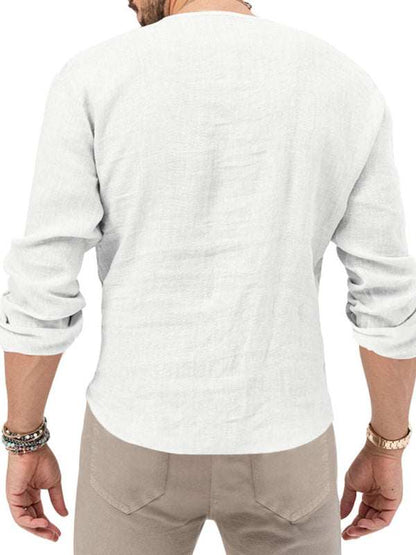 Stylish Men's Slim Fit Long Sleeve Deep V-Neck T-Shirt - Versatile Solid Color Top for Every Season