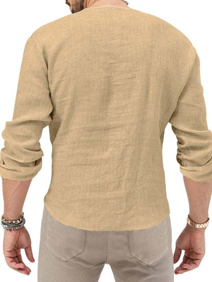 Stylish Men's Slim Fit Long Sleeve Deep V-Neck T-Shirt - Versatile Solid Color Top for Every Season