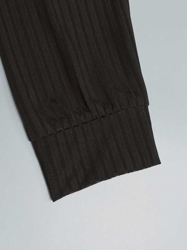 Chic V-Neck Polo with Stand-Up Collar and Vertical Stripes - Perfect for Spring-Summer! - MENLL