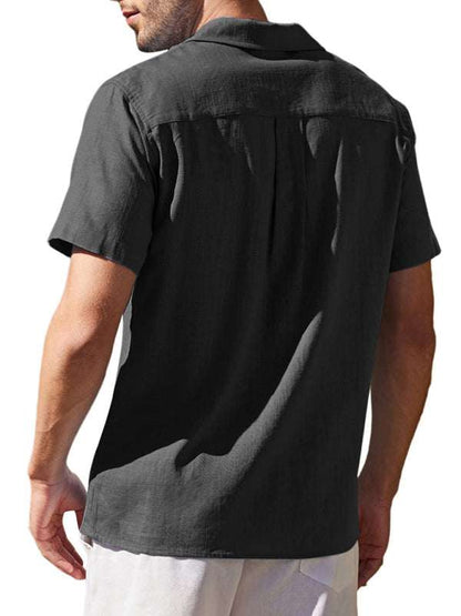Effortlessly Stylish Men's Cuban Guayabera Linen Beach Shirt - Perfect for Spring-Summer Adventures