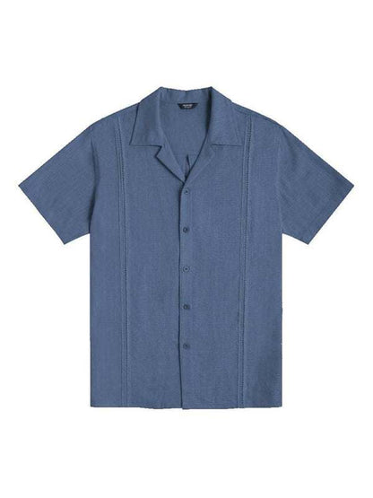Effortlessly Stylish Men's Cuban Guayabera Linen Beach Shirt - Perfect for Spring-Summer Adventures