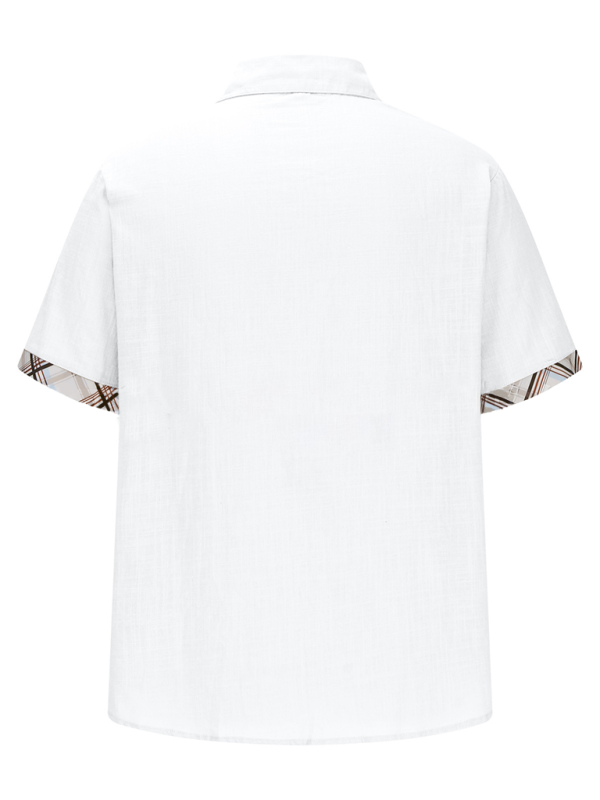 Luxe Men's Short Sleeve Vacation Shirt with Stylish Contrast Lapel - MENLL