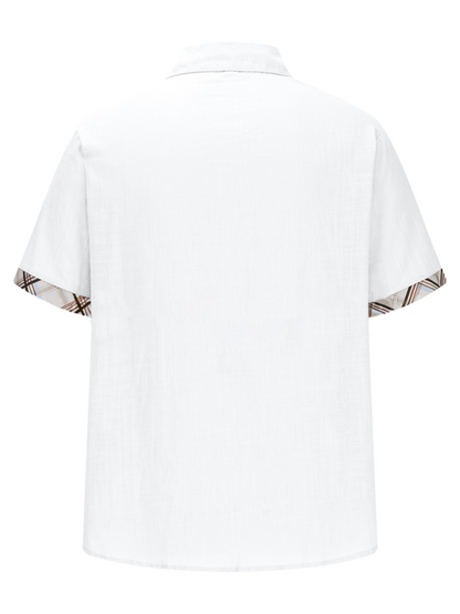Luxe Men's Short Sleeve Vacation Shirt with Stylish Contrast Lapel - MENLL