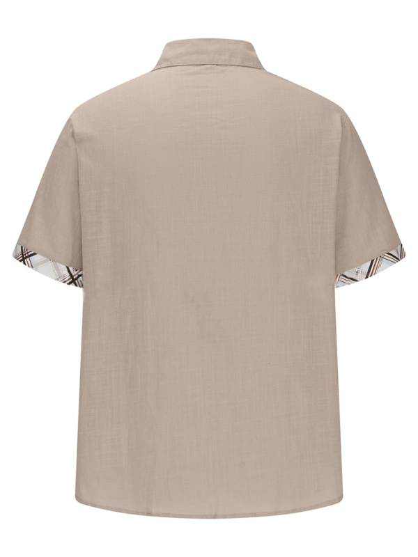 Luxe Men's Short Sleeve Vacation Shirt with Stylish Contrast Lapel - MENLL