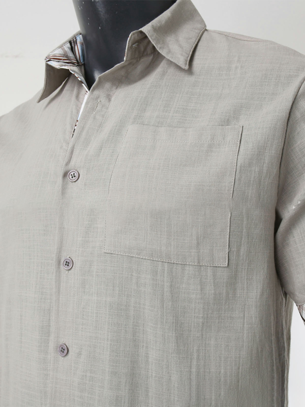 Luxe Men's Short Sleeve Vacation Shirt with Stylish Contrast Lapel - MENLL