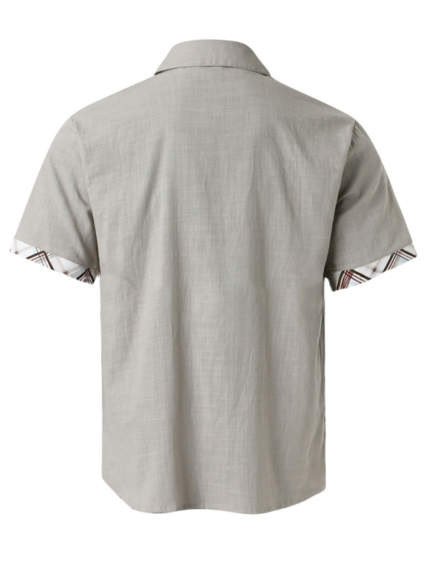 Luxe Men's Short Sleeve Vacation Shirt with Stylish Contrast Lapel - MENLL