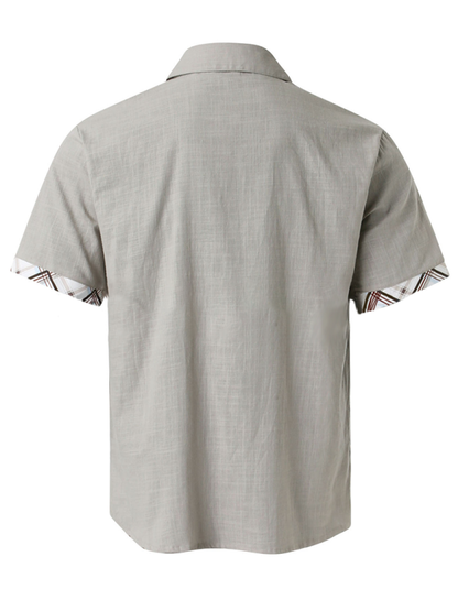 Luxe Men's Short Sleeve Vacation Shirt with Stylish Contrast Lapel - MENLL