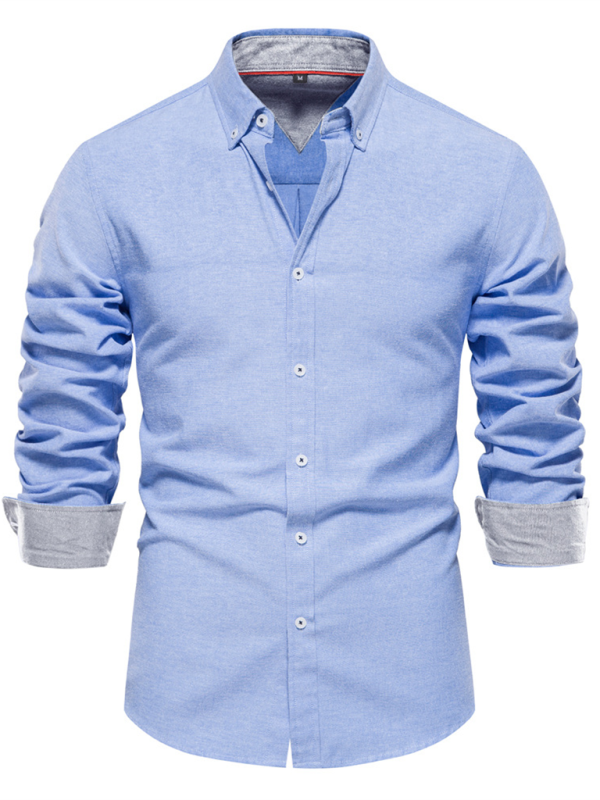 Men's casual versatile fashion solid color long-sleeved top - MENLL