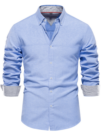 Men's casual versatile fashion solid color long-sleeved top - MENLL