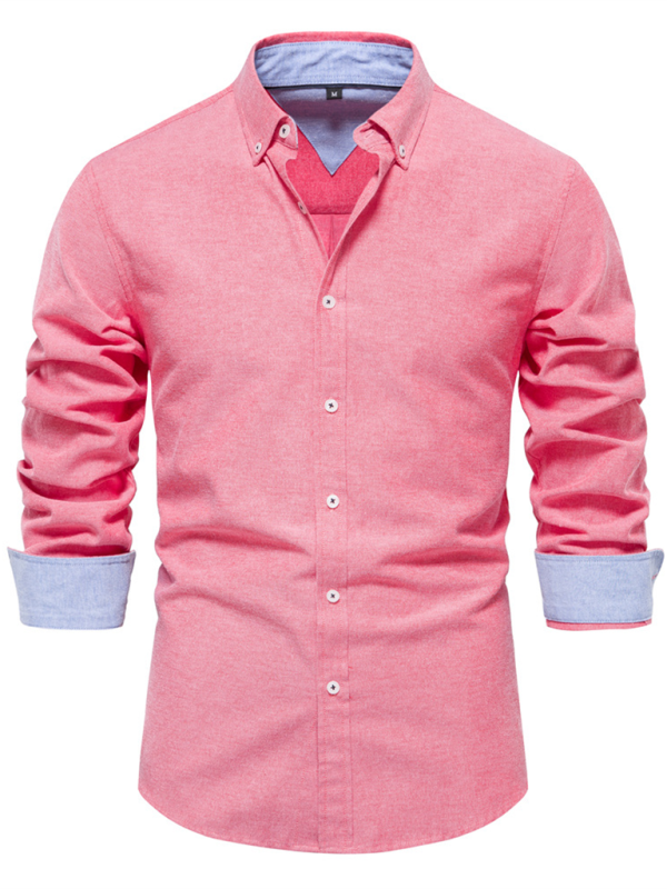 Men's casual versatile fashion solid color long-sleeved top - MENLL
