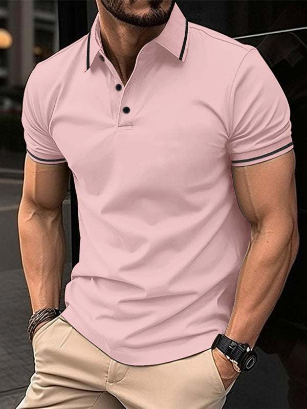 Sophisticated Ribbed Collar Sports Polo Shirt - Stylish Comfort for Every Occasion - MENLL