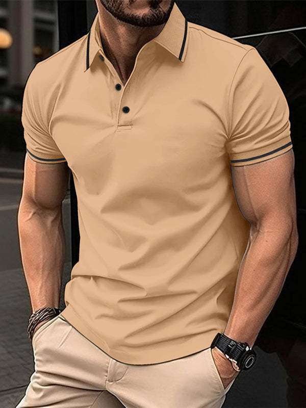 Sophisticated Ribbed Collar Sports Polo Shirt - Stylish Comfort for Every Occasion - MENLL