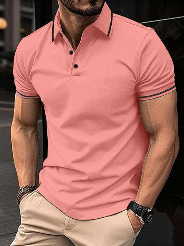 Sophisticated Ribbed Collar Sports Polo Shirt - Stylish Comfort for Every Occasion - MENLL