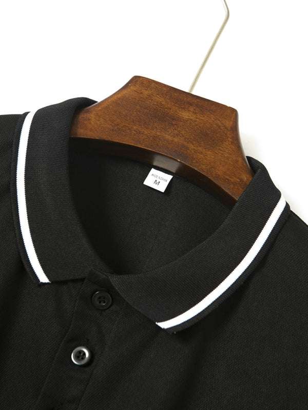 Sophisticated Ribbed Collar Sports Polo Shirt - Stylish Comfort for Every Occasion - MENLL