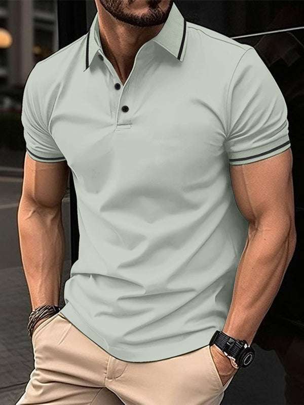 Sophisticated Ribbed Collar Sports Polo Shirt - Stylish Comfort for Every Occasion - MENLL