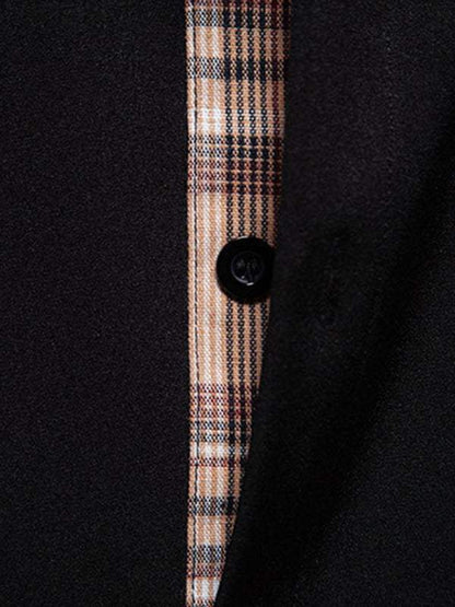 Stylish Men's Short Sleeve Plaid Color Block Shirt for Effortless Casual Elegance - MENLL