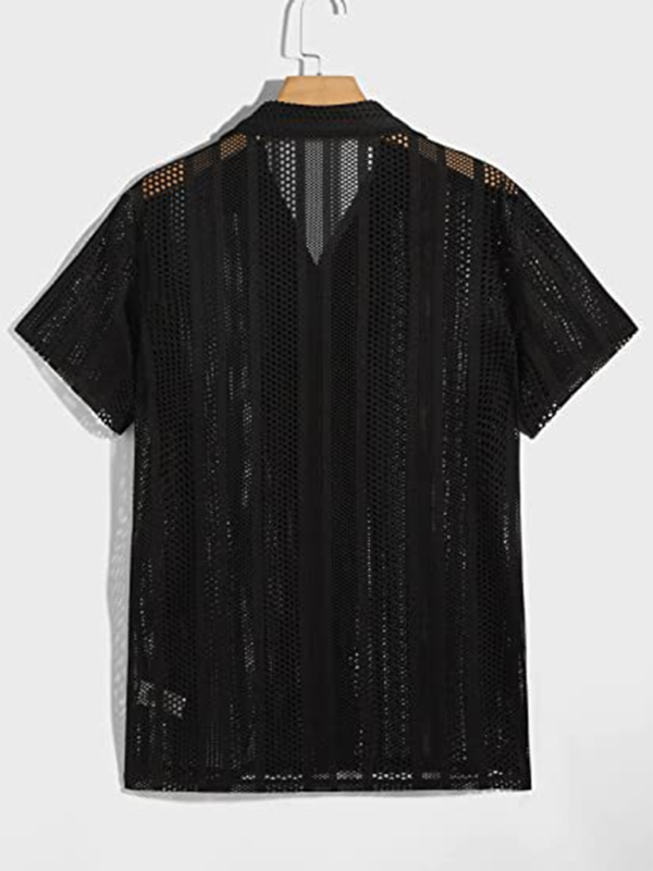 Trendy Spring-Summer Knitted Short Sleeve Button-Up Shirt for Effortless Street Style - MENLL