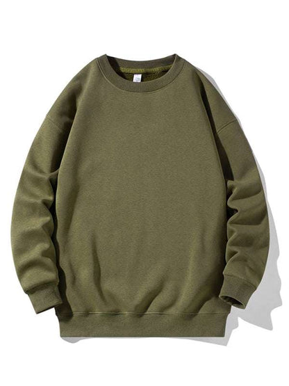 Classic Men's Solid Color Long Sleeve Crewneck Sweatshirt for All Seasons - MENLL