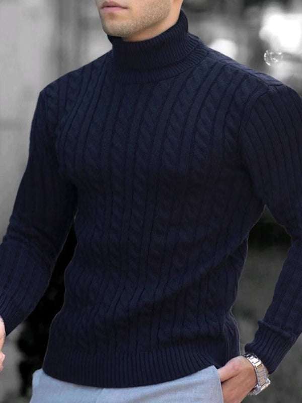 Sleek Stretchy Turtleneck Sweater for Men - Perfect Casual Elegance - MENLL