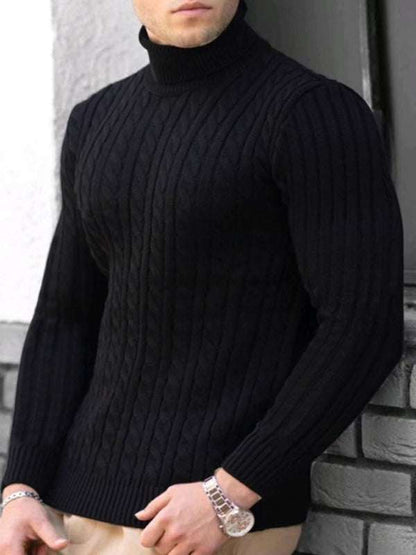 Sleek Stretchy Turtleneck Sweater for Men - Perfect Casual Elegance - MENLL