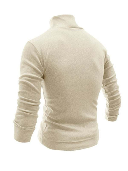 Stylish Men's High Collar Long Sleeve Turtleneck Tee for Effortless Layering - MENLL