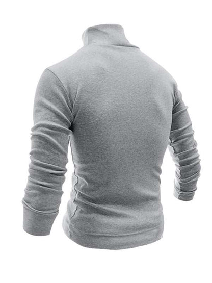 Stylish Men's High Collar Long Sleeve Turtleneck Tee for Effortless Layering - MENLL