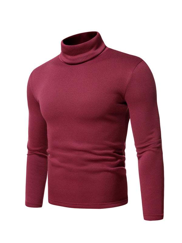 Cozy Autumn-Winter Men's Knitted Fleece Turtleneck Pullover - MENLL