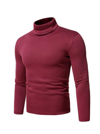 Cozy Autumn-Winter Men's Knitted Fleece Turtleneck Pullover - MENLL