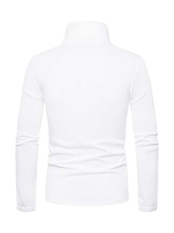 Cozy Autumn-Winter Men's Knitted Fleece Turtleneck Pullover - MENLL
