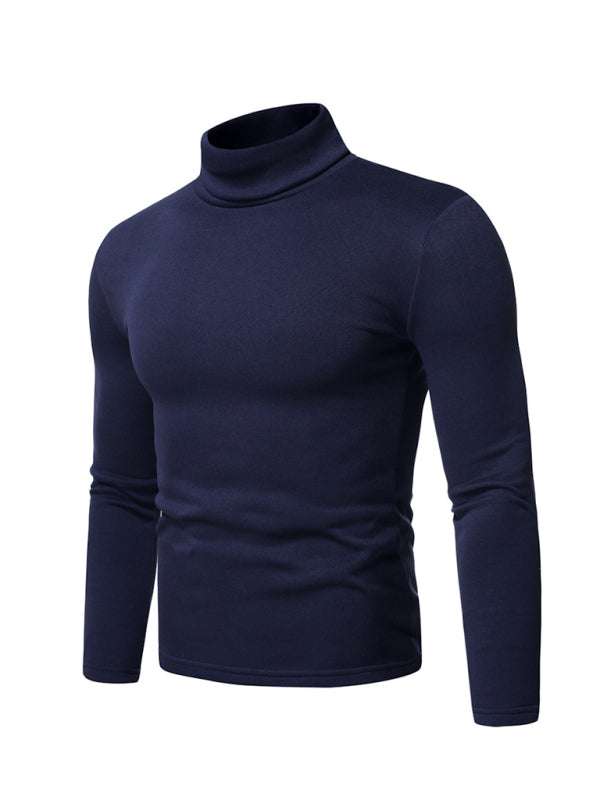 Cozy Autumn-Winter Men's Knitted Fleece Turtleneck Pullover - MENLL