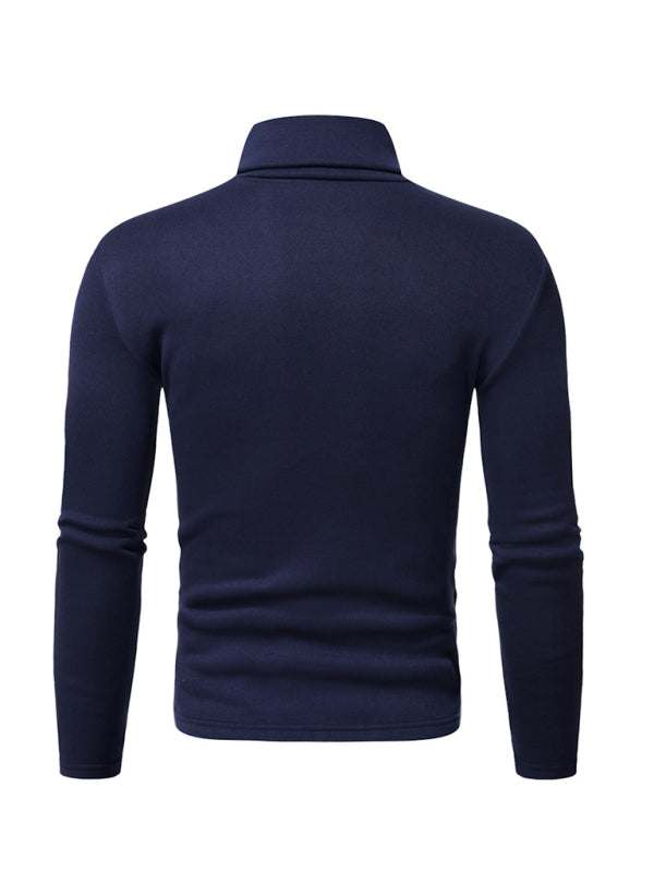 Cozy Autumn-Winter Men's Knitted Fleece Turtleneck Pullover - MENLL