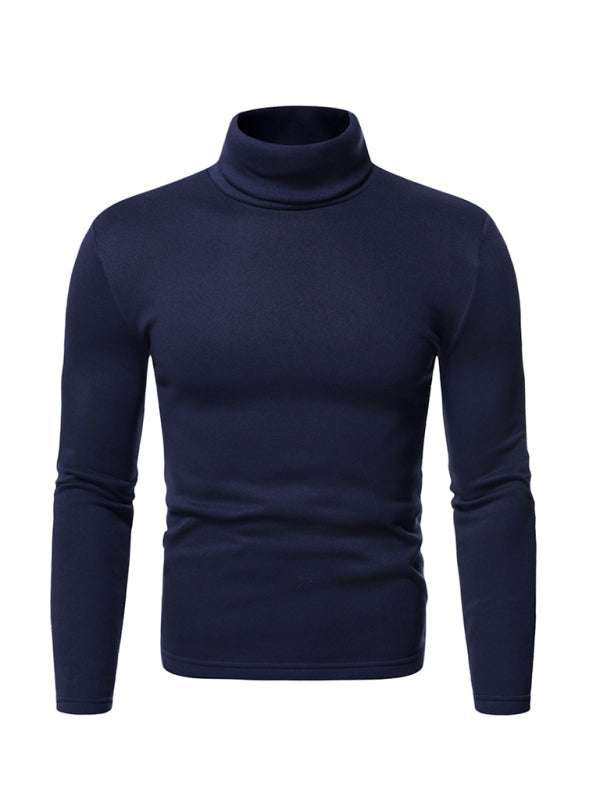 Cozy Autumn-Winter Men's Knitted Fleece Turtleneck Pullover - MENLL