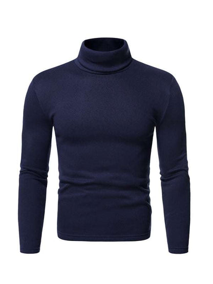 Cozy Autumn-Winter Men's Knitted Fleece Turtleneck Pullover - MENLL