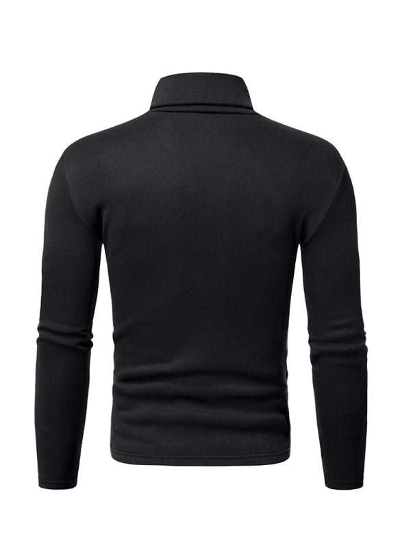 Cozy Autumn-Winter Men's Knitted Fleece Turtleneck Pullover - MENLL