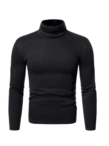 Cozy Autumn-Winter Men's Knitted Fleece Turtleneck Pullover - MENLL
