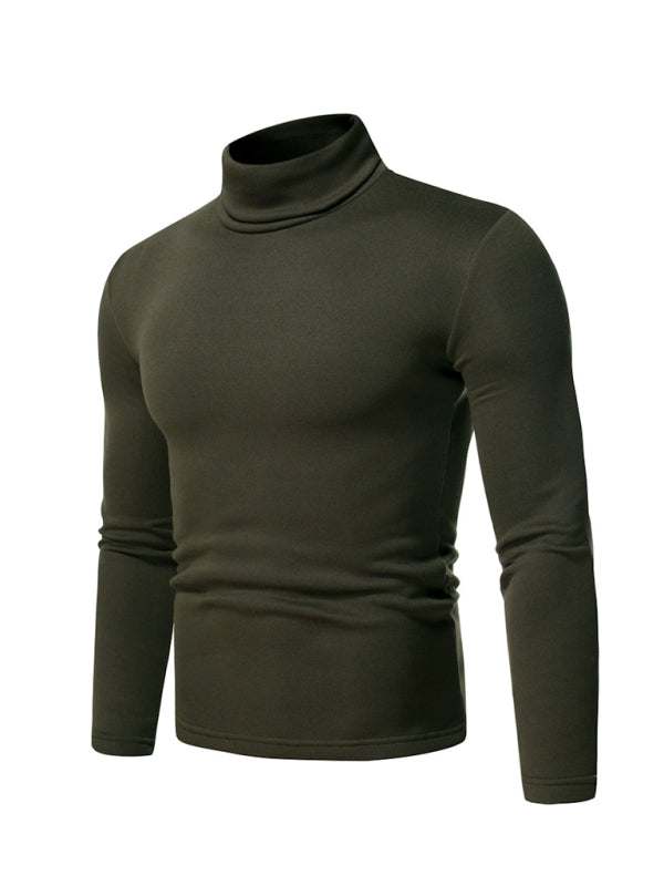 Cozy Autumn-Winter Men's Knitted Fleece Turtleneck Pullover - MENLL